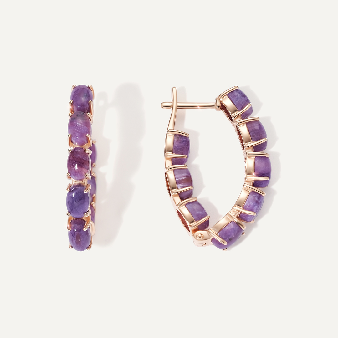 Серебряные серьги с чароитами