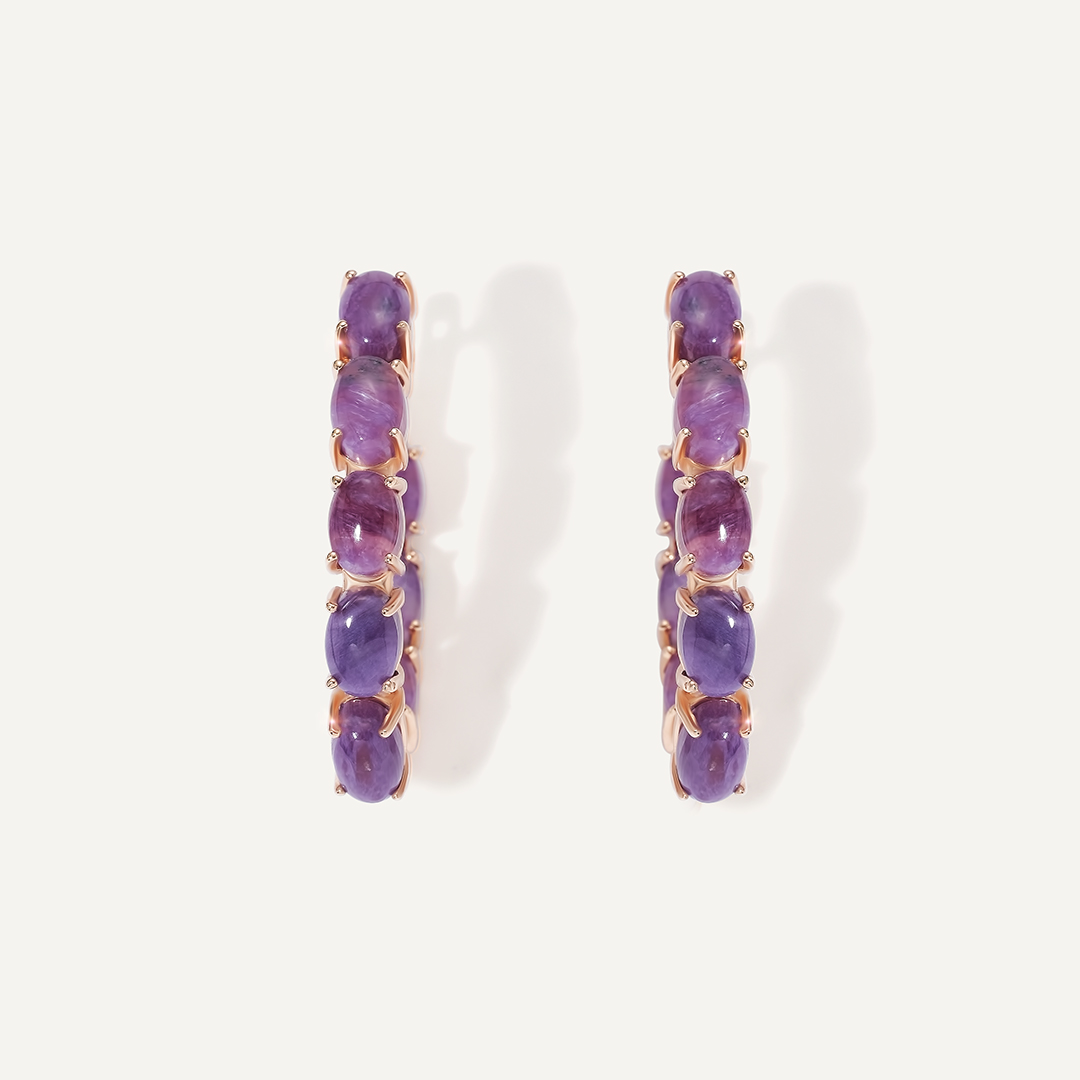 Серебряные серьги с чароитами