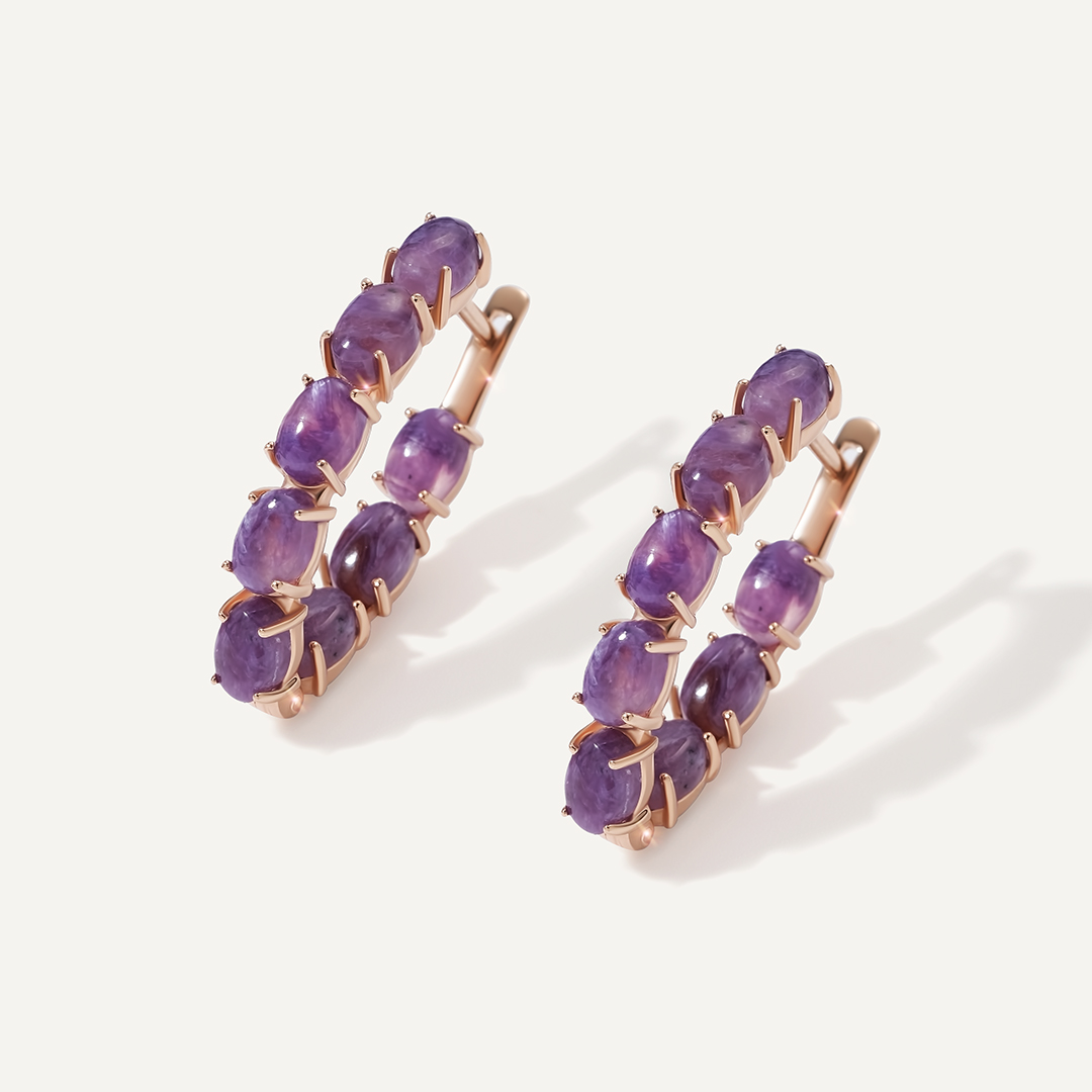 Серебряные серьги с чароитами