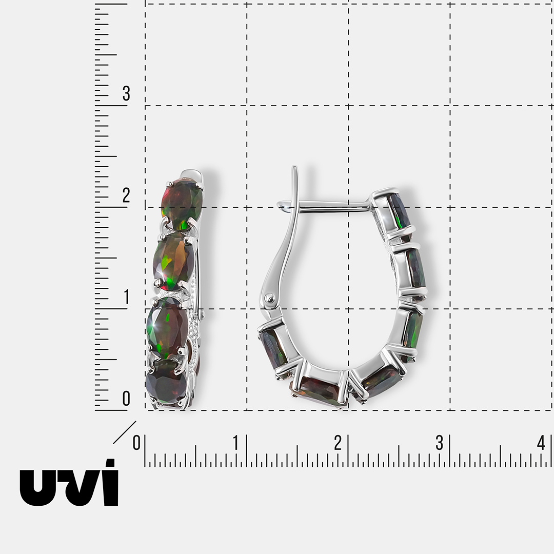 Серебряные серьги с черными опалами