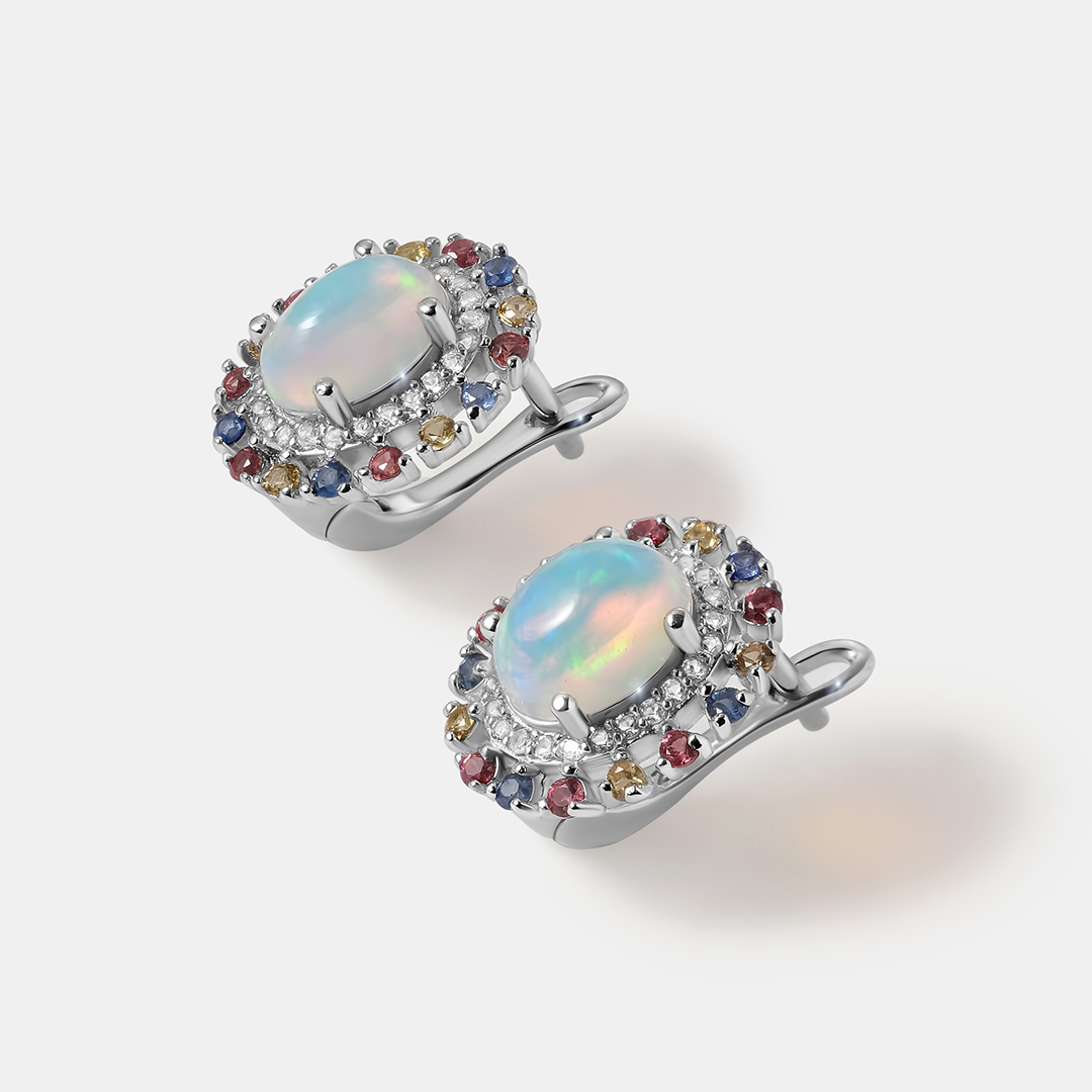 Серебряные серьги с опалами
