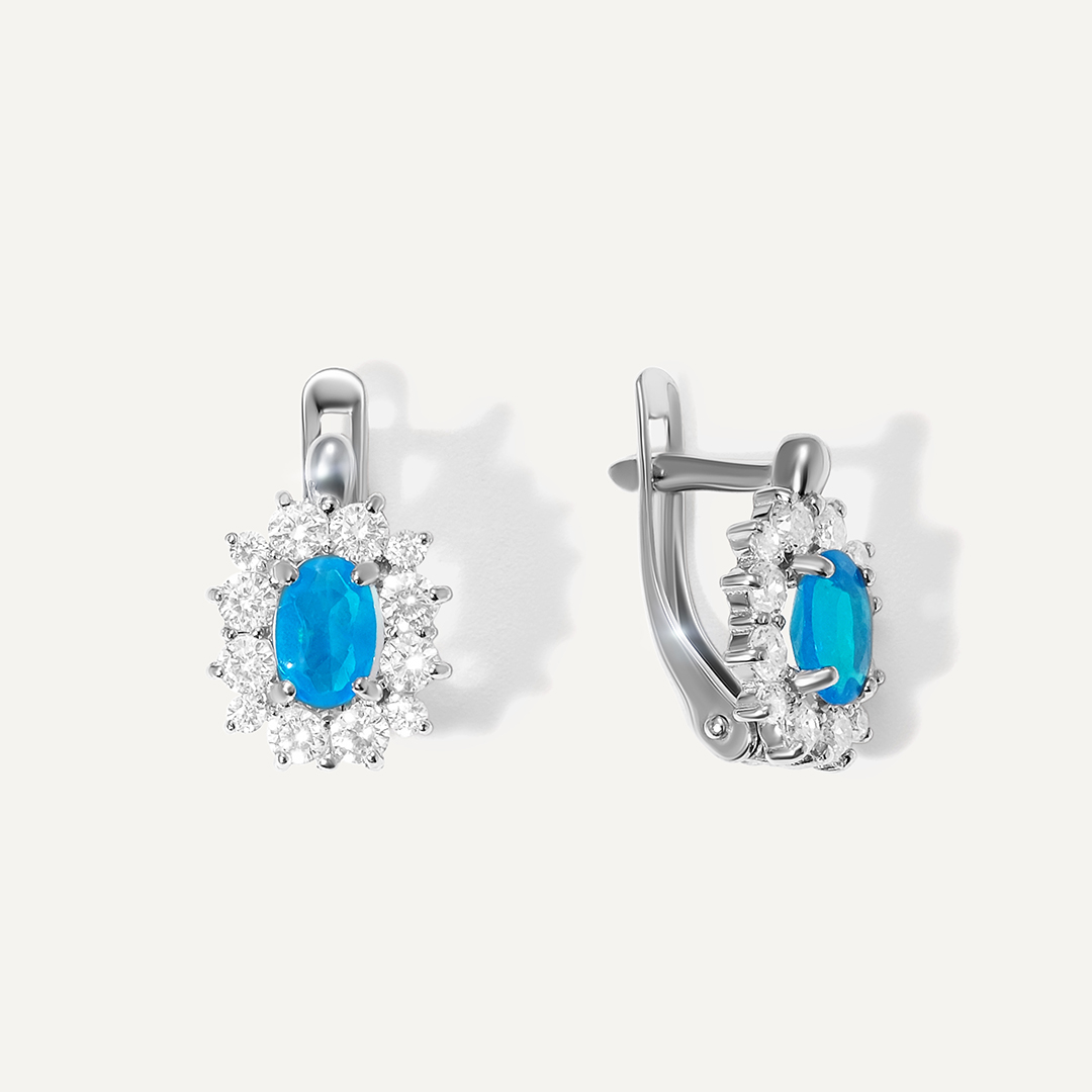 Серебряные серьги с голубыми опалами