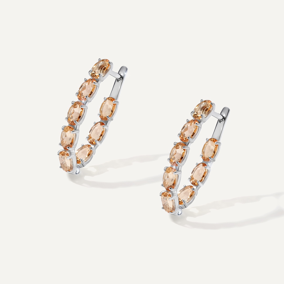 Серебряные серьги с желтыми топазами