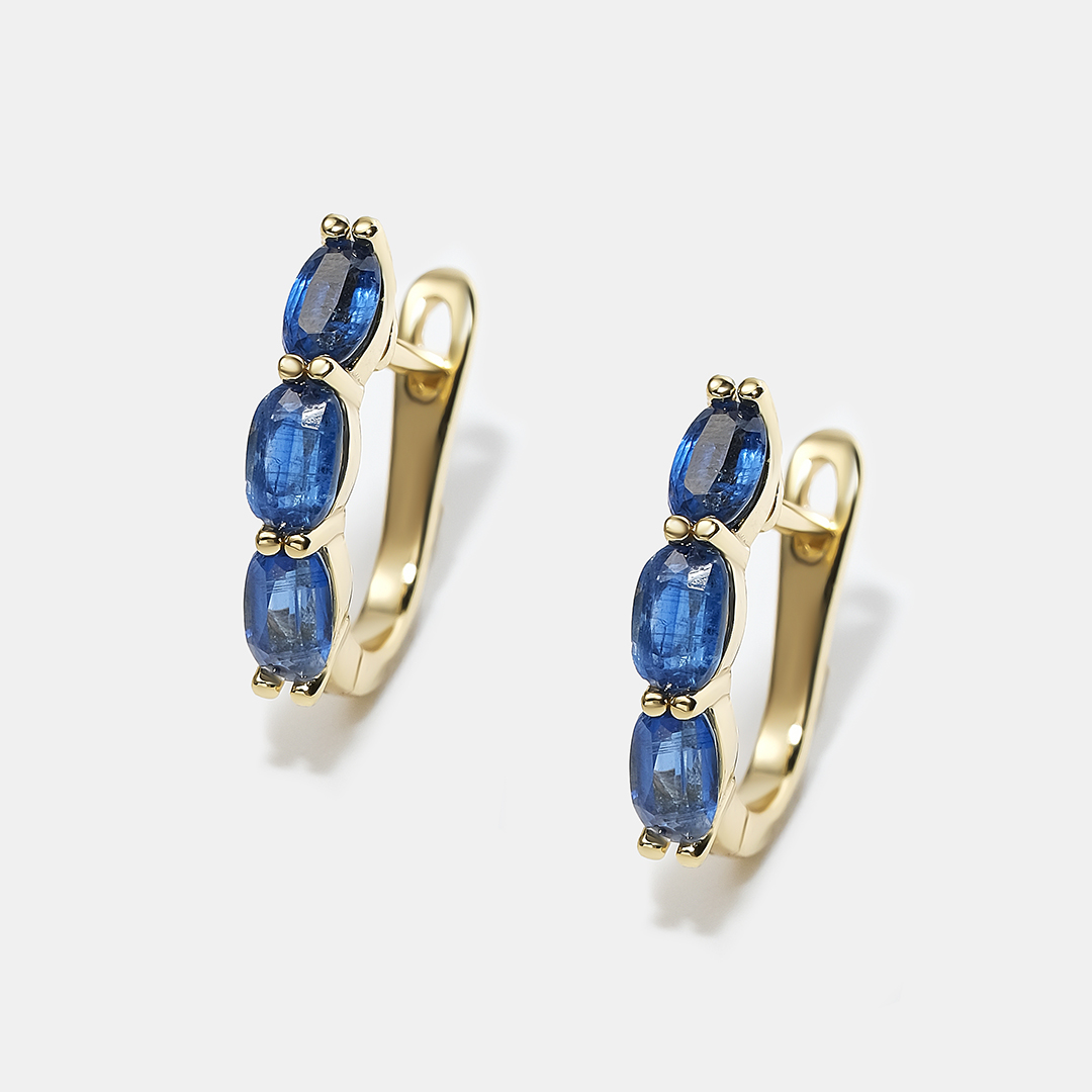 Серебряные серьги с кианитами