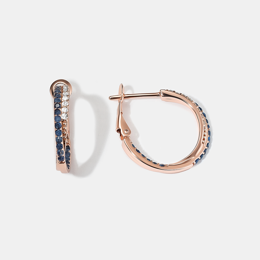 Серебряные серьги-конго с кианитами