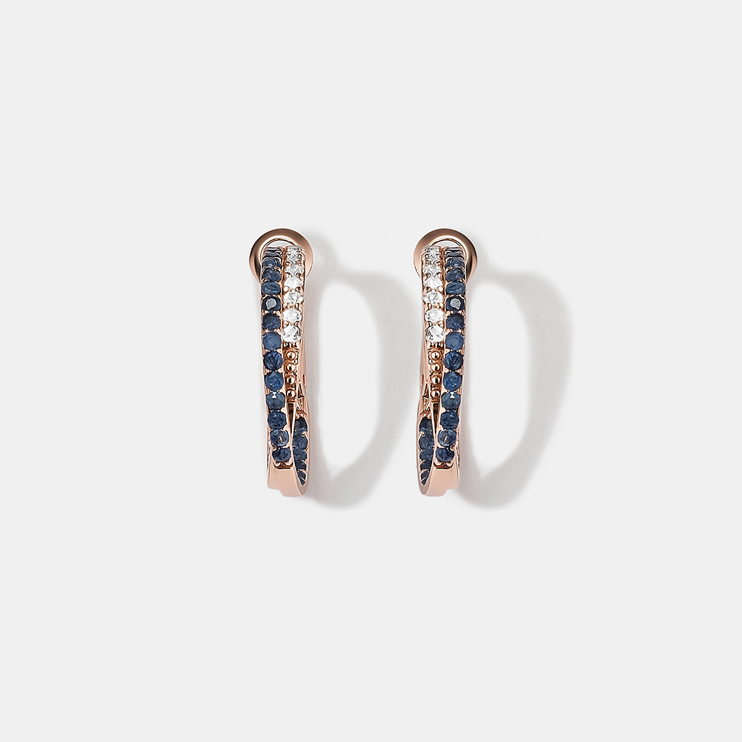 Серебряные серьги-конго с кианитами