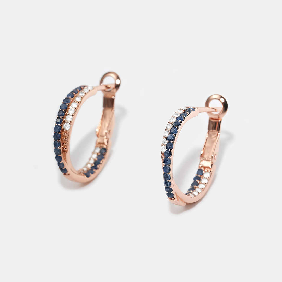 Серебряные серьги-конго с кианитами