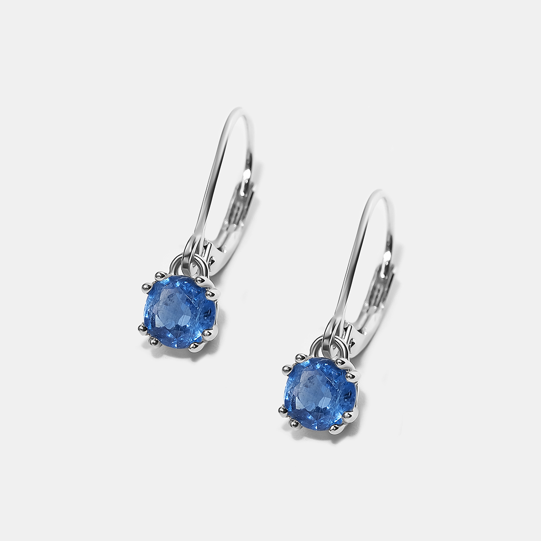 Серебряные серьги с кианитами