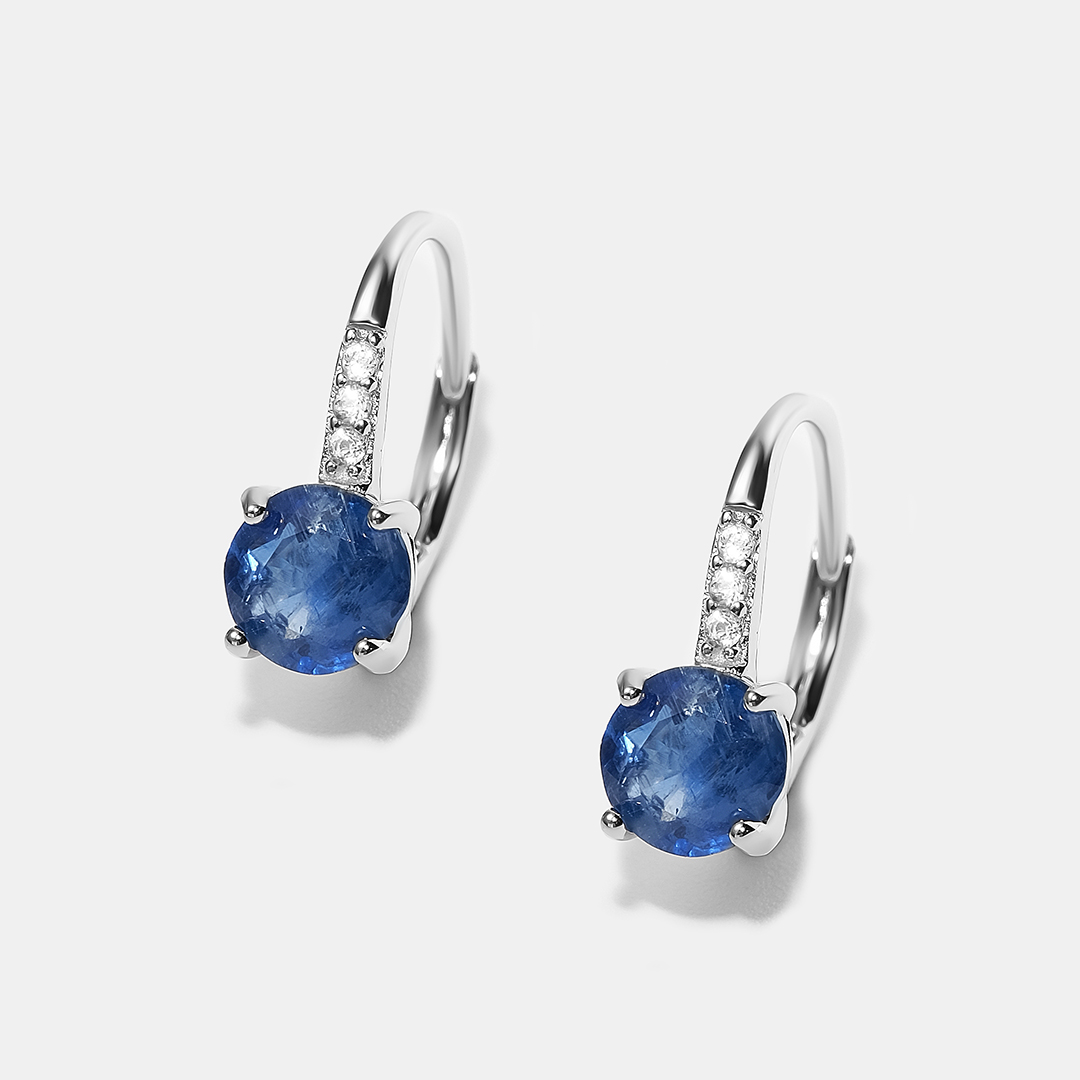 Серебряные серьги с кианитами