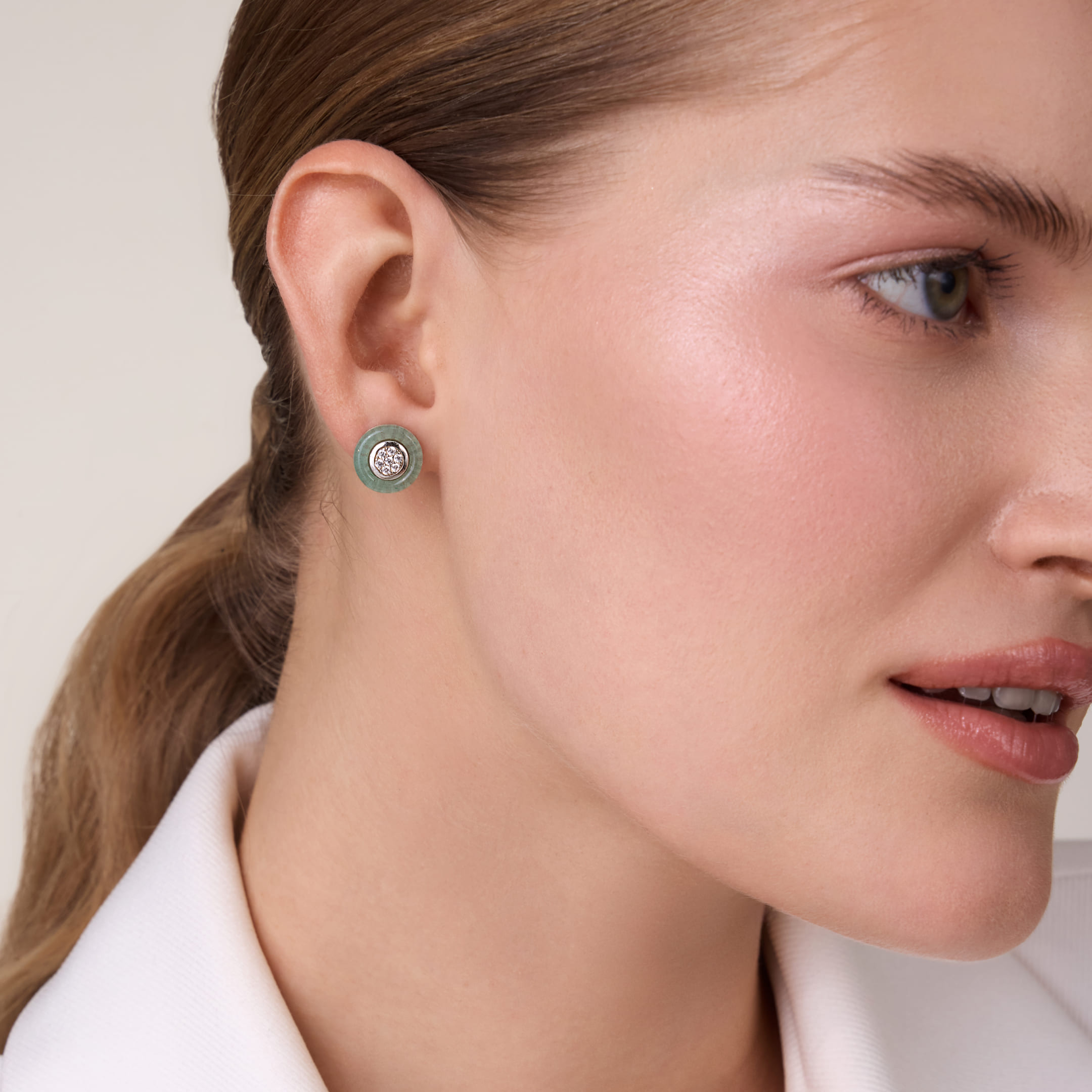 Серебряные серьги-пусеты с авантюринами