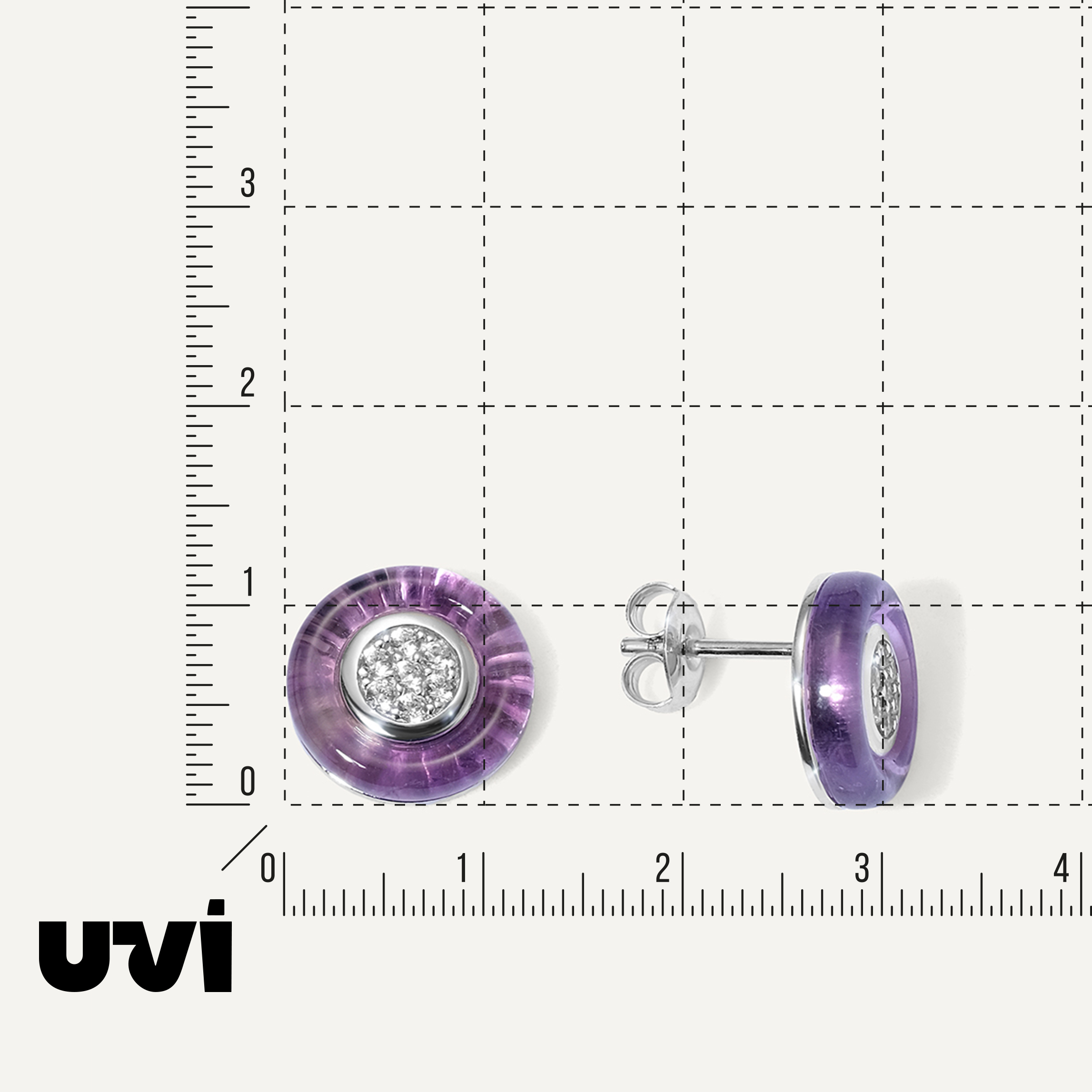 Серебряные серьги-пусеты с аметистами