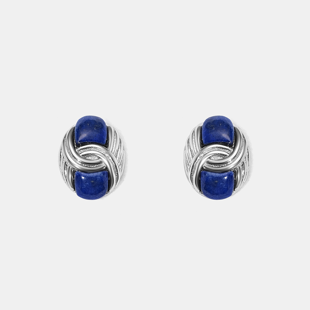 Серебряные серьги-пусеты с лазуритами