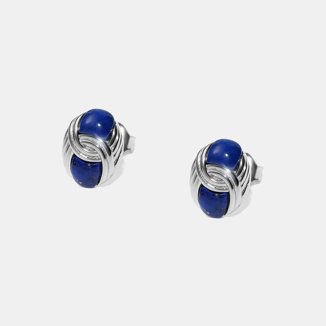 Серебряные серьги-пусеты с лазуритами