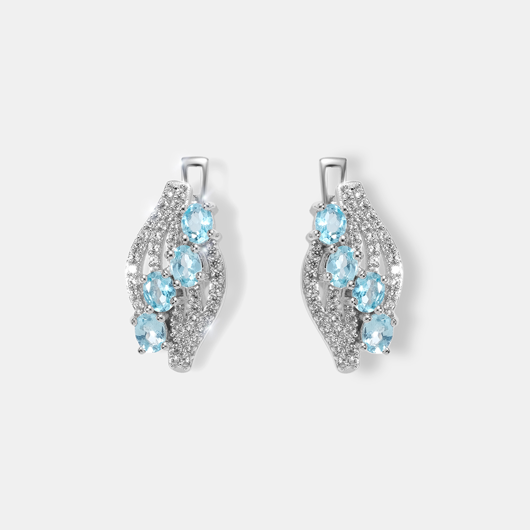 Серебряные серьги с апатитами