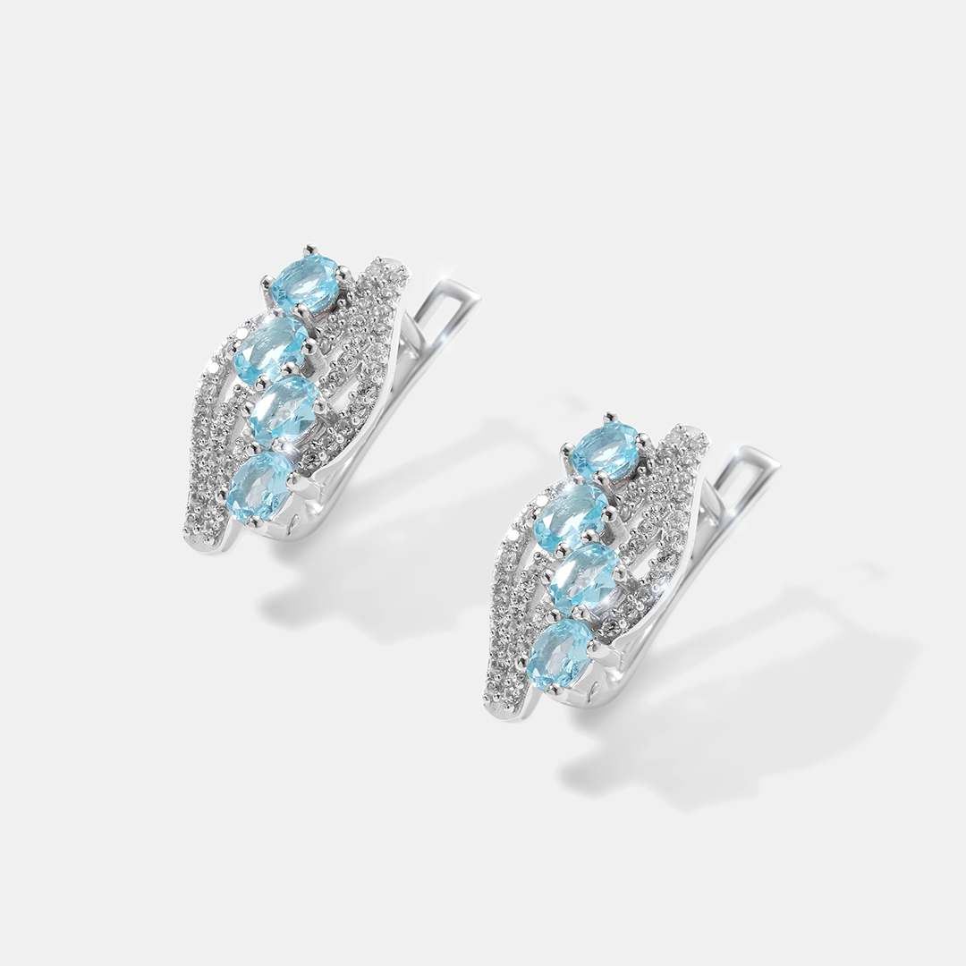 Серебряные серьги с апатитами