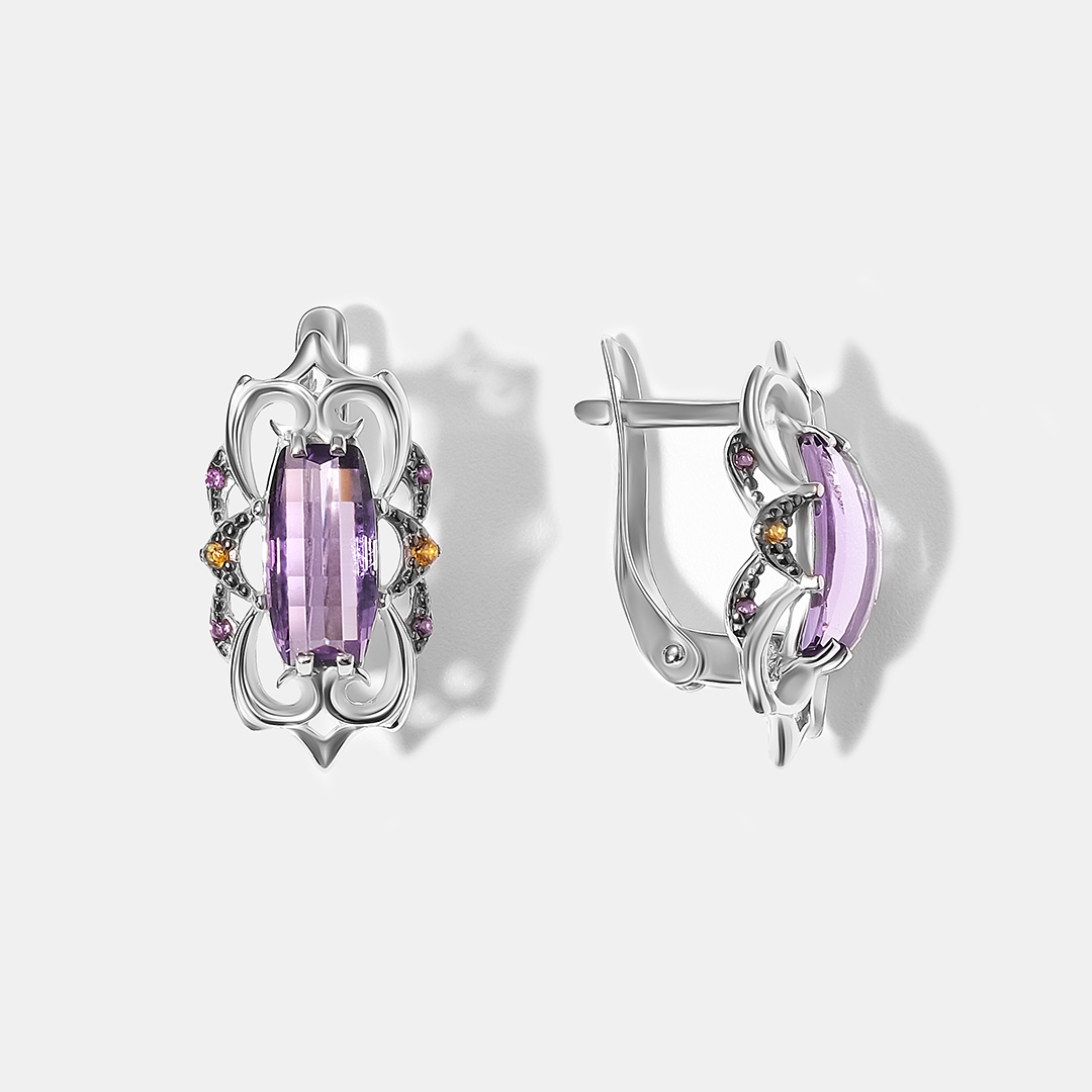 Серебряные серьги с аметистами