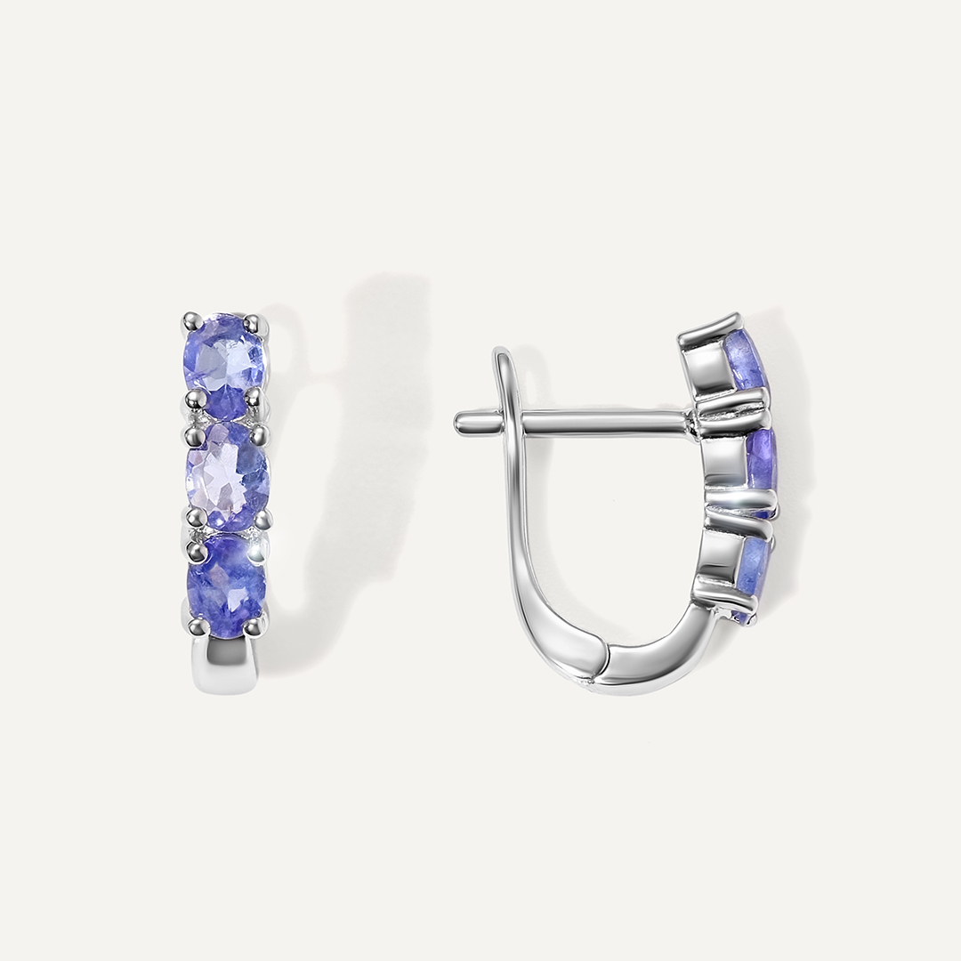 Серебряные серьги с танзанитами