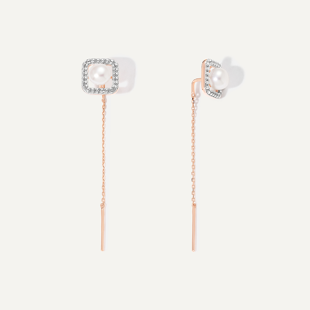 Серебряные серьги-протяжки с жемчугом