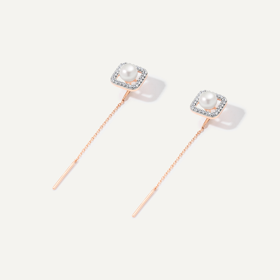 Серебряные серьги-протяжки с жемчугом