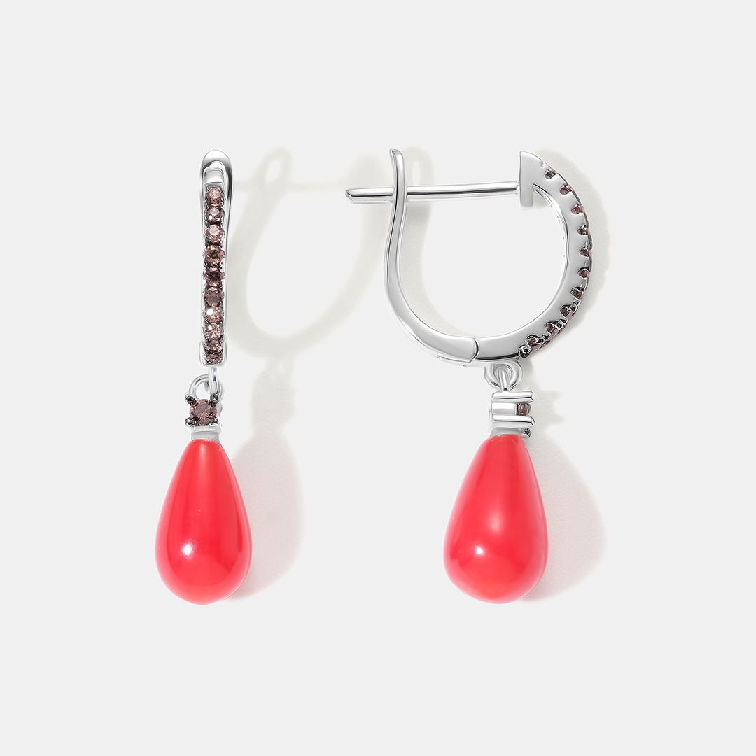 Серебряные серьги с кораллами