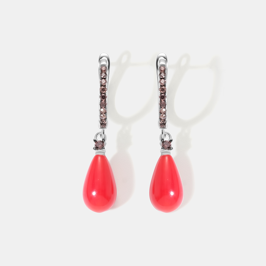 Серебряные серьги с кораллами