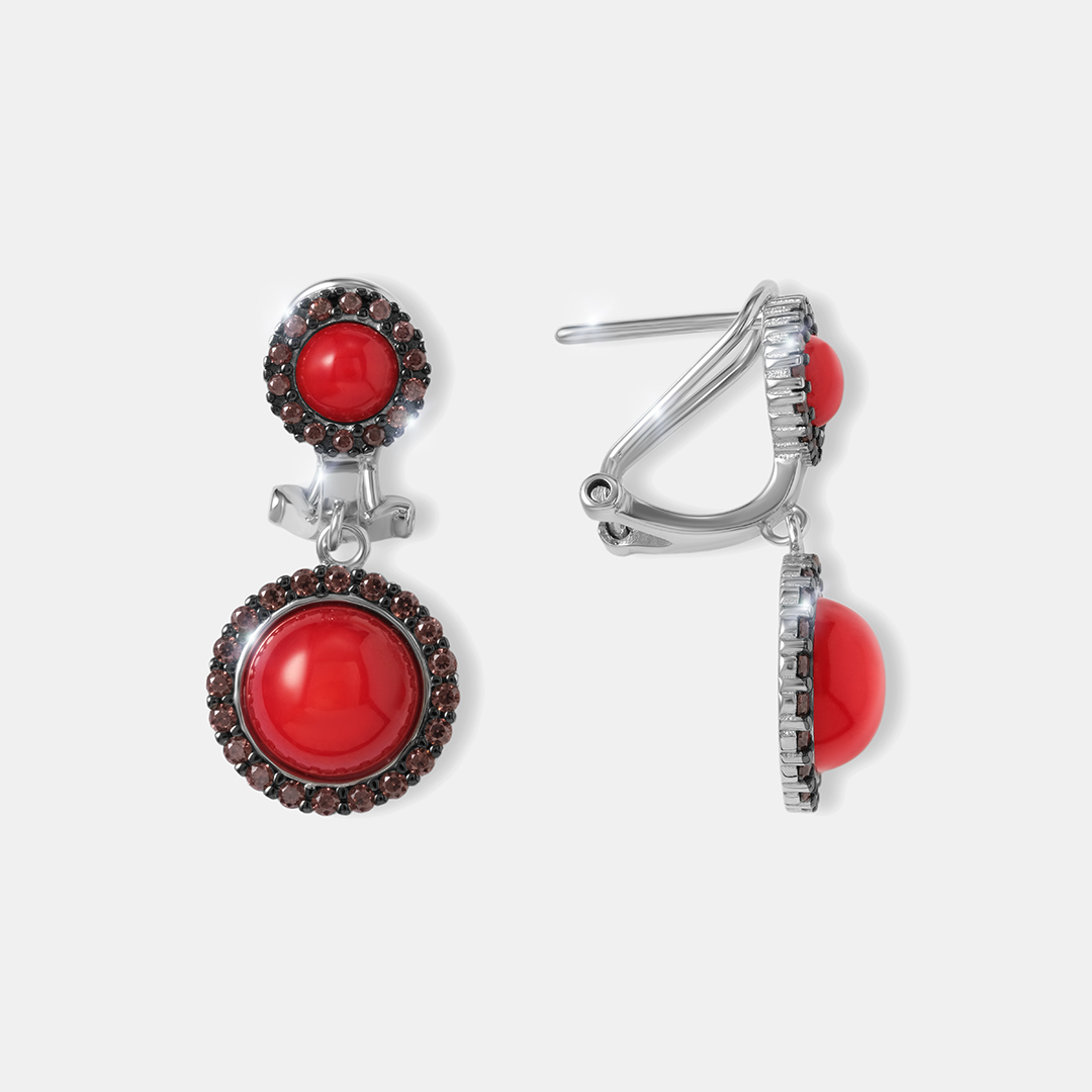 Серебряные серьги с кораллами