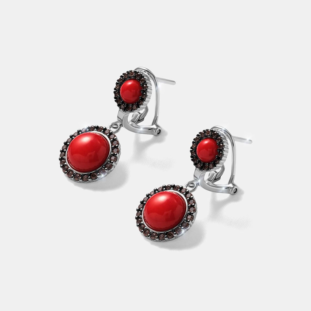 Серебряные серьги с кораллами