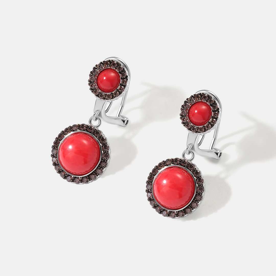 Серебряные серьги с кораллами