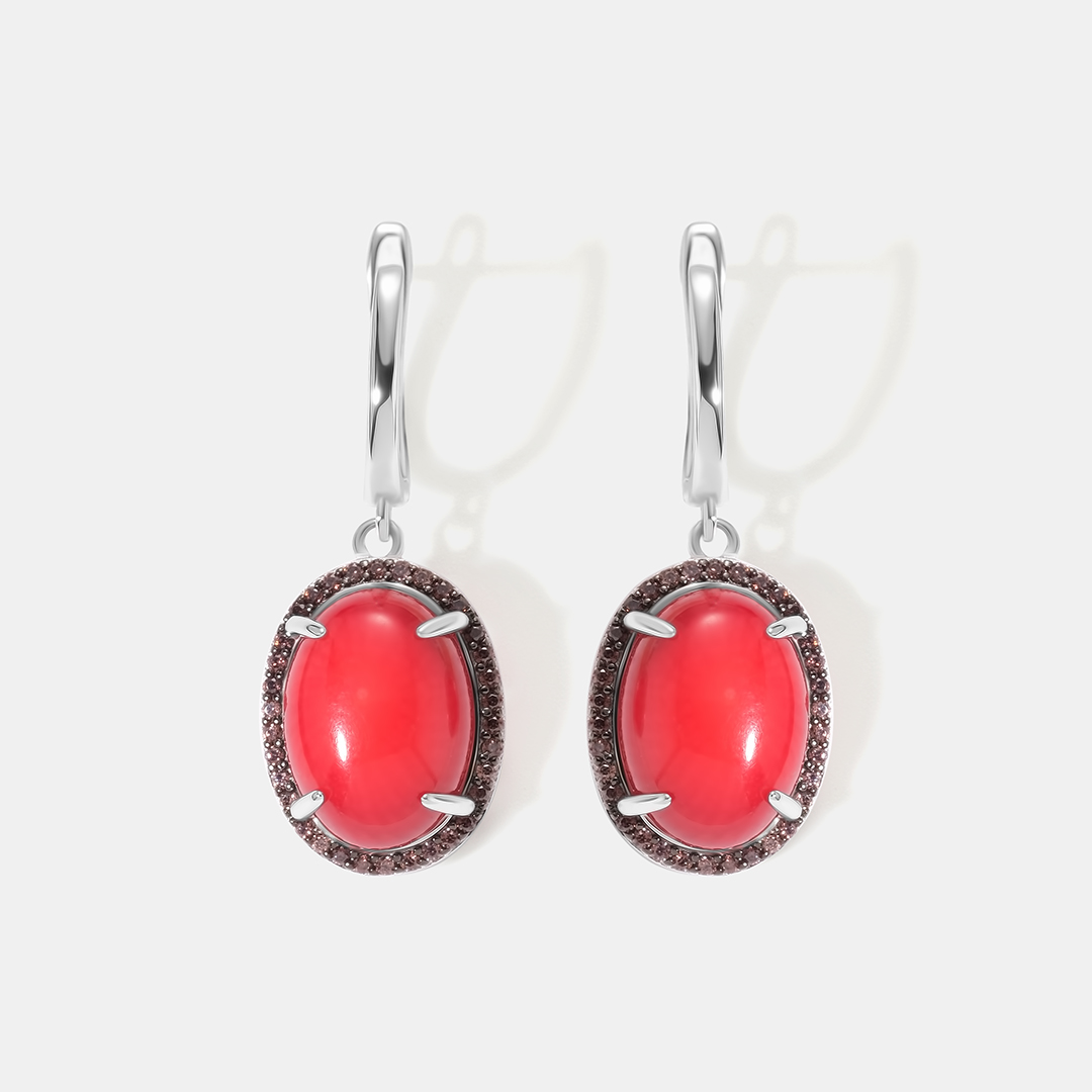 Серебряные серьги с кораллами