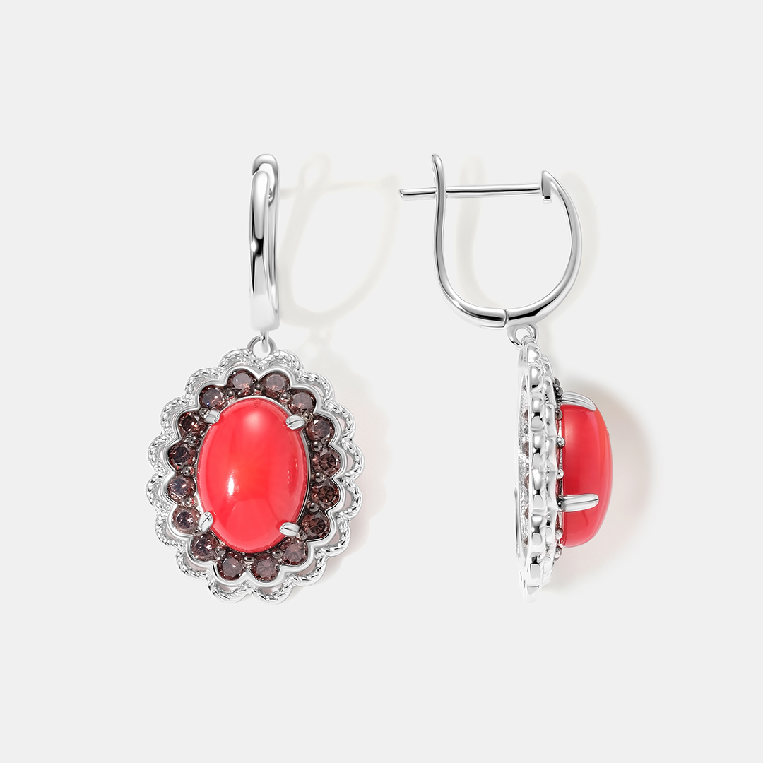 Серебряные серьги с кораллами
