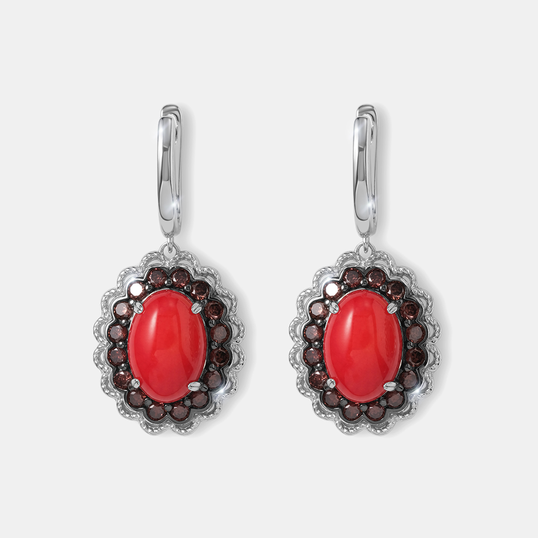 Серебряные серьги с кораллами
