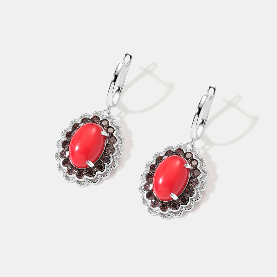 Серебряные серьги с кораллами