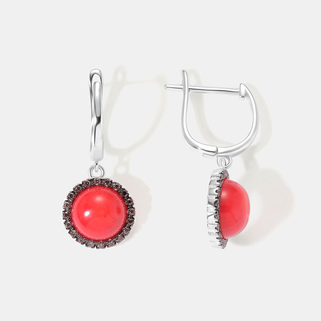 Серебряные серьги с кораллами