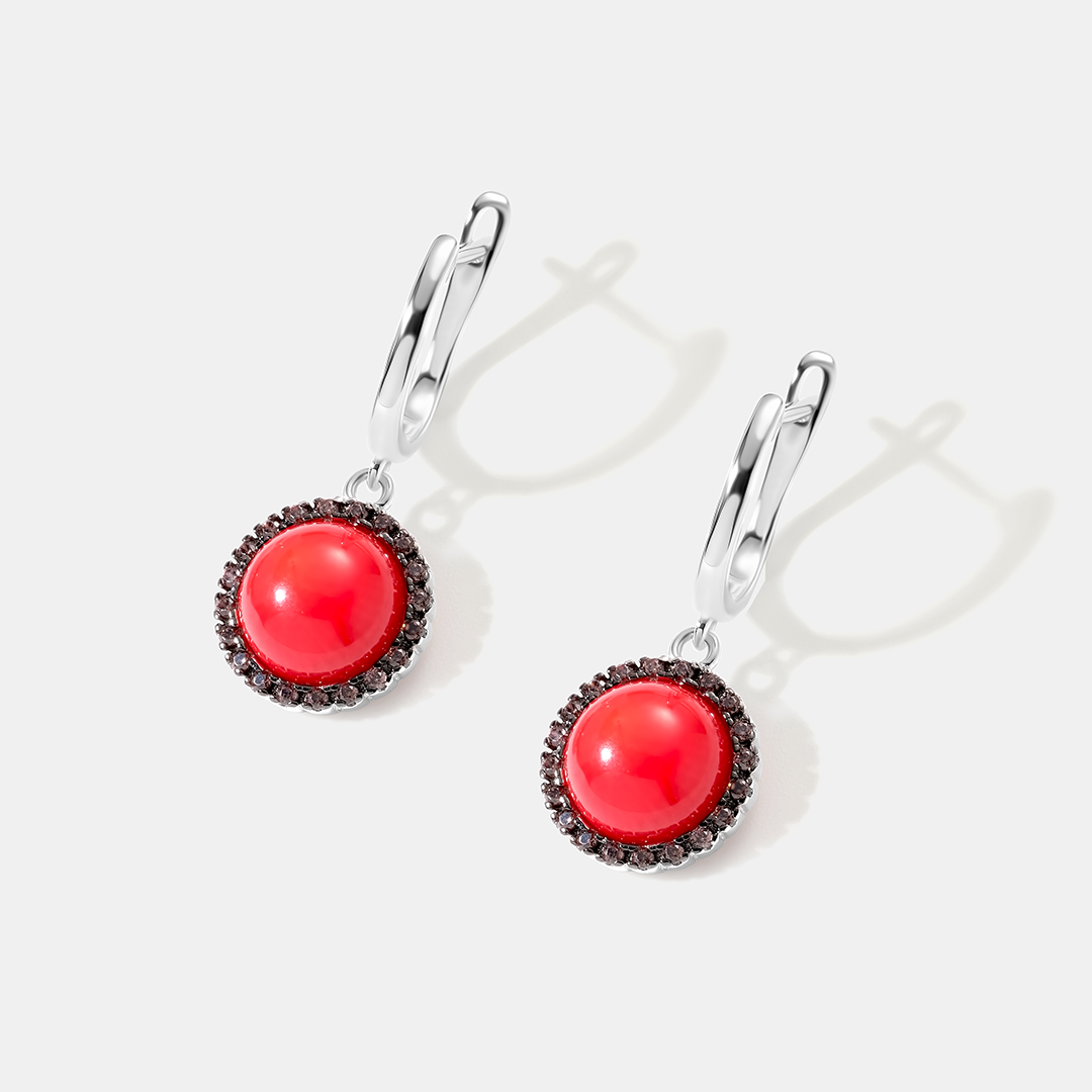 Серебряные серьги с кораллами