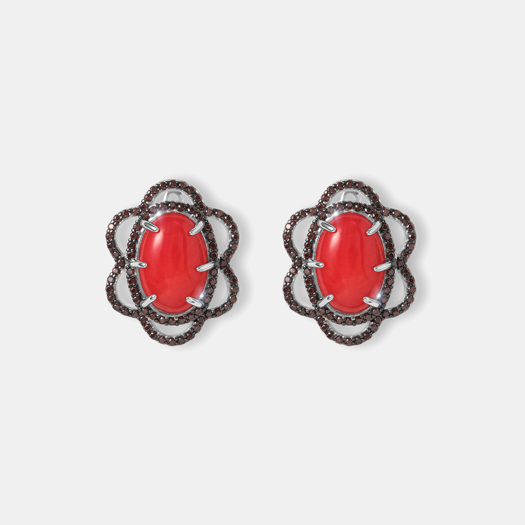 Серебряные серьги с кораллами
