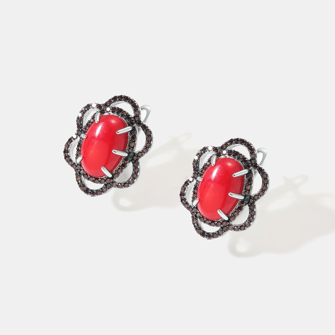 Серебряные серьги с кораллами