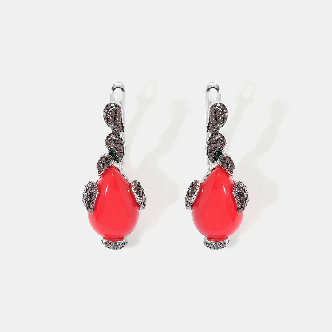 Серебряные серьги с кораллами