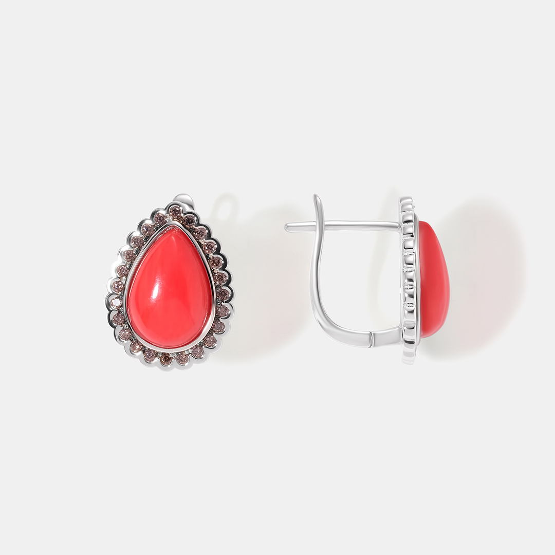 Серебряные серьги с кораллами