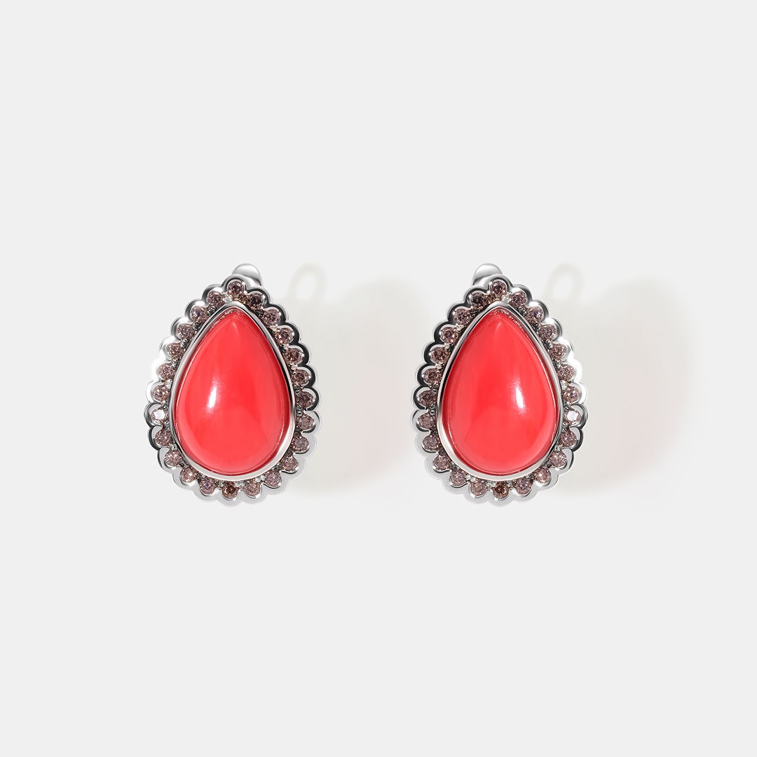 Серебряные серьги с кораллами