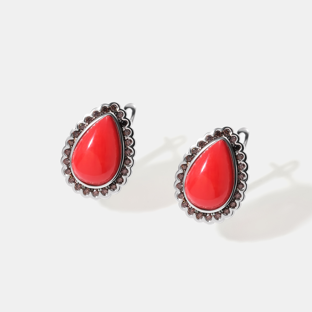 Серебряные серьги с кораллами