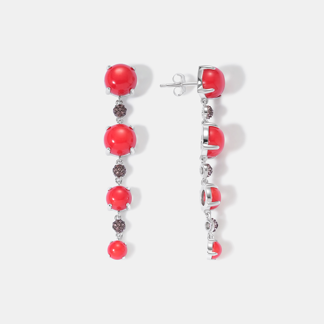 Серебряные серьги с кораллами