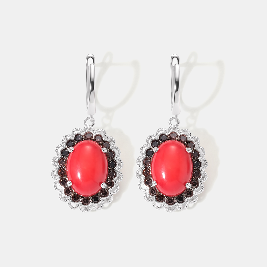 Серебряные серьги с кораллами