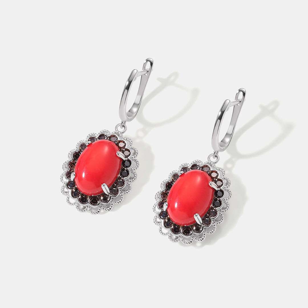 Серебряные серьги с кораллами