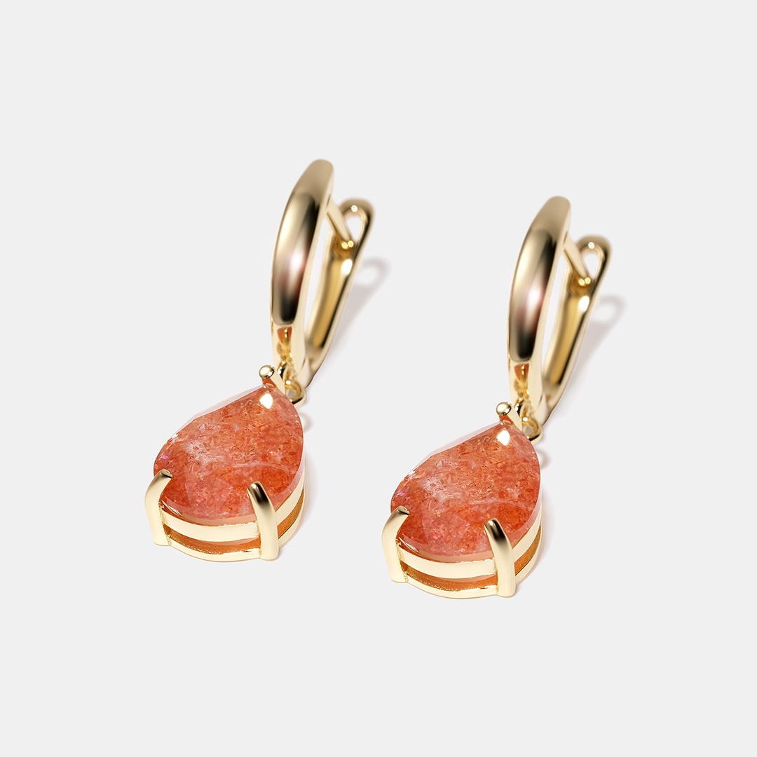 Серебряные серьги с солнечными камнями