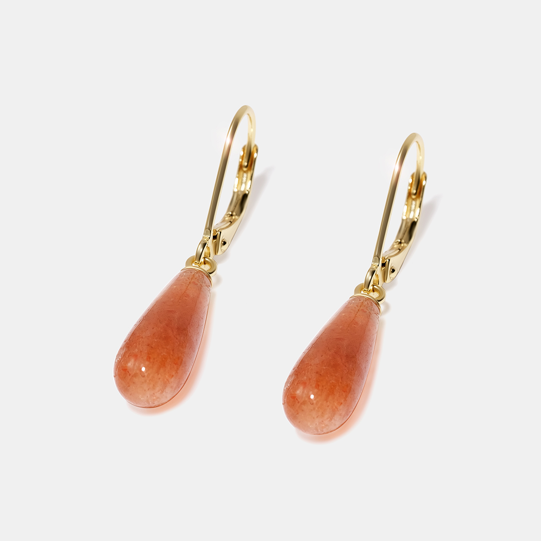 Серебряные серьги с солнечными камнями