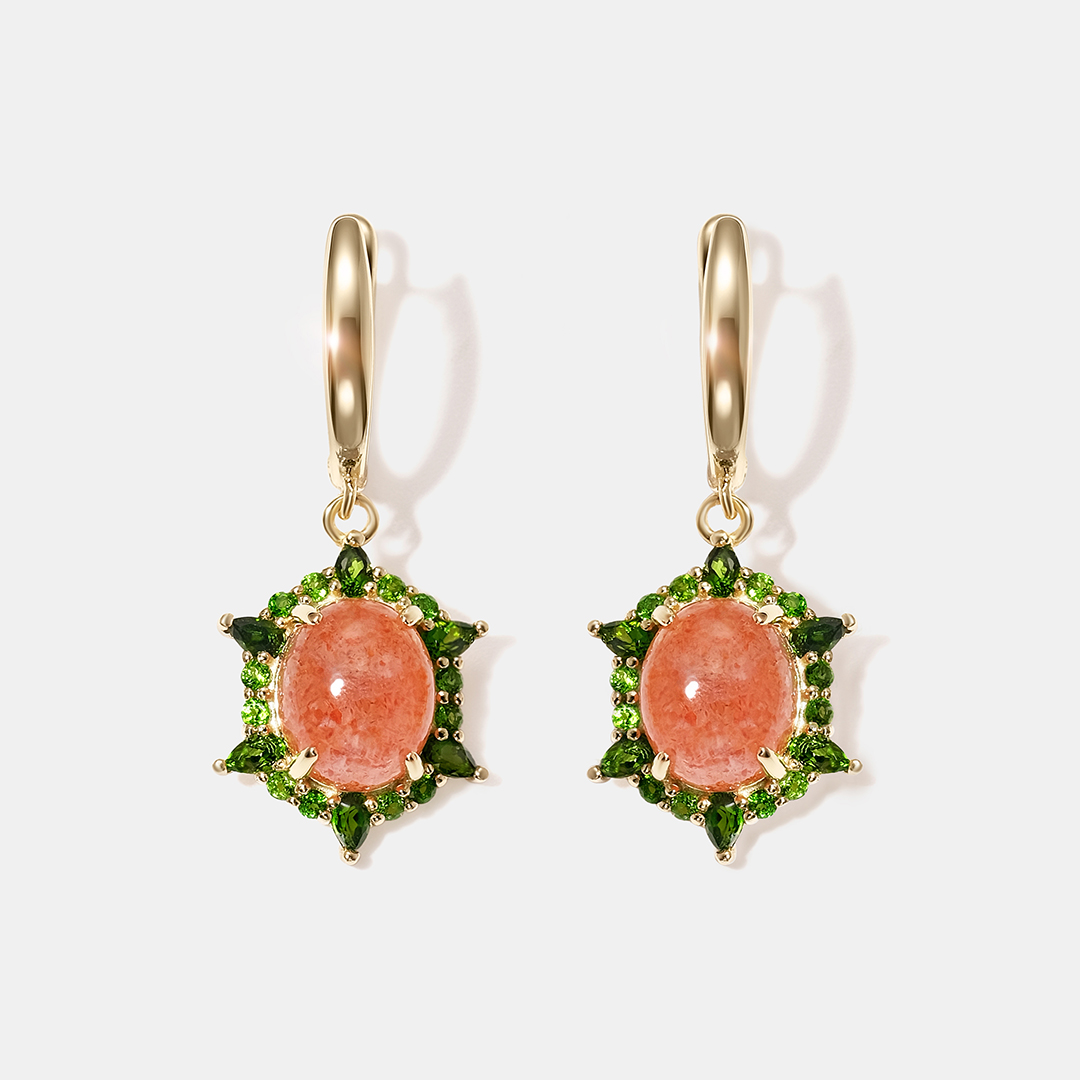 Серебряные серьги с солнечными камнями