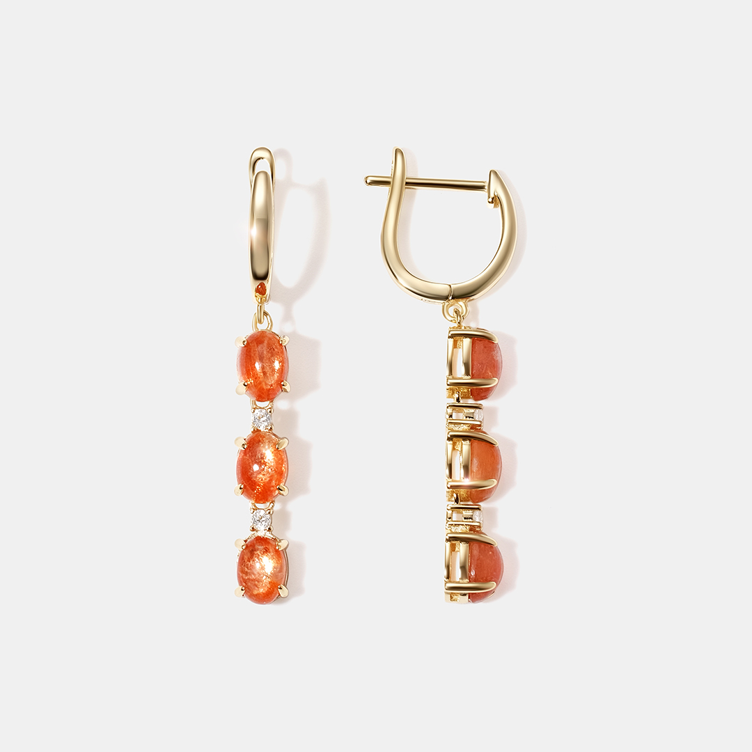 Серебряные серьги с солнечными камнями