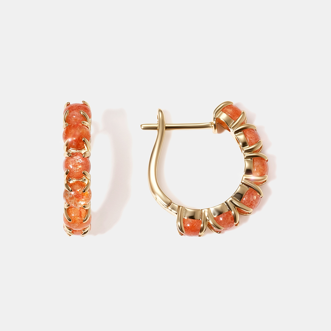 Серебряные серьги с солнечными камнями