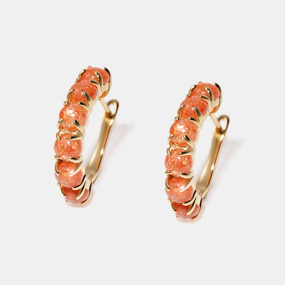 Серебряные серьги с солнечными камнями