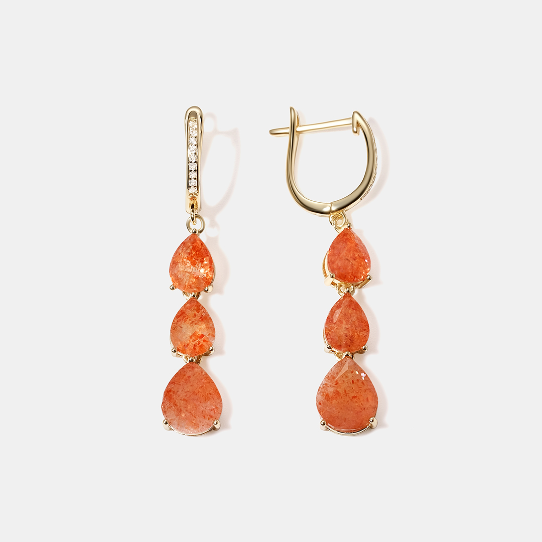 Серебряные серьги с солнечными камнями